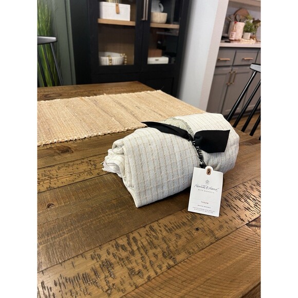 Hearth & Hand Woven Throw Blanket – Tan Green Colorblock – 50”x60” NWT - Picture 6 of 7